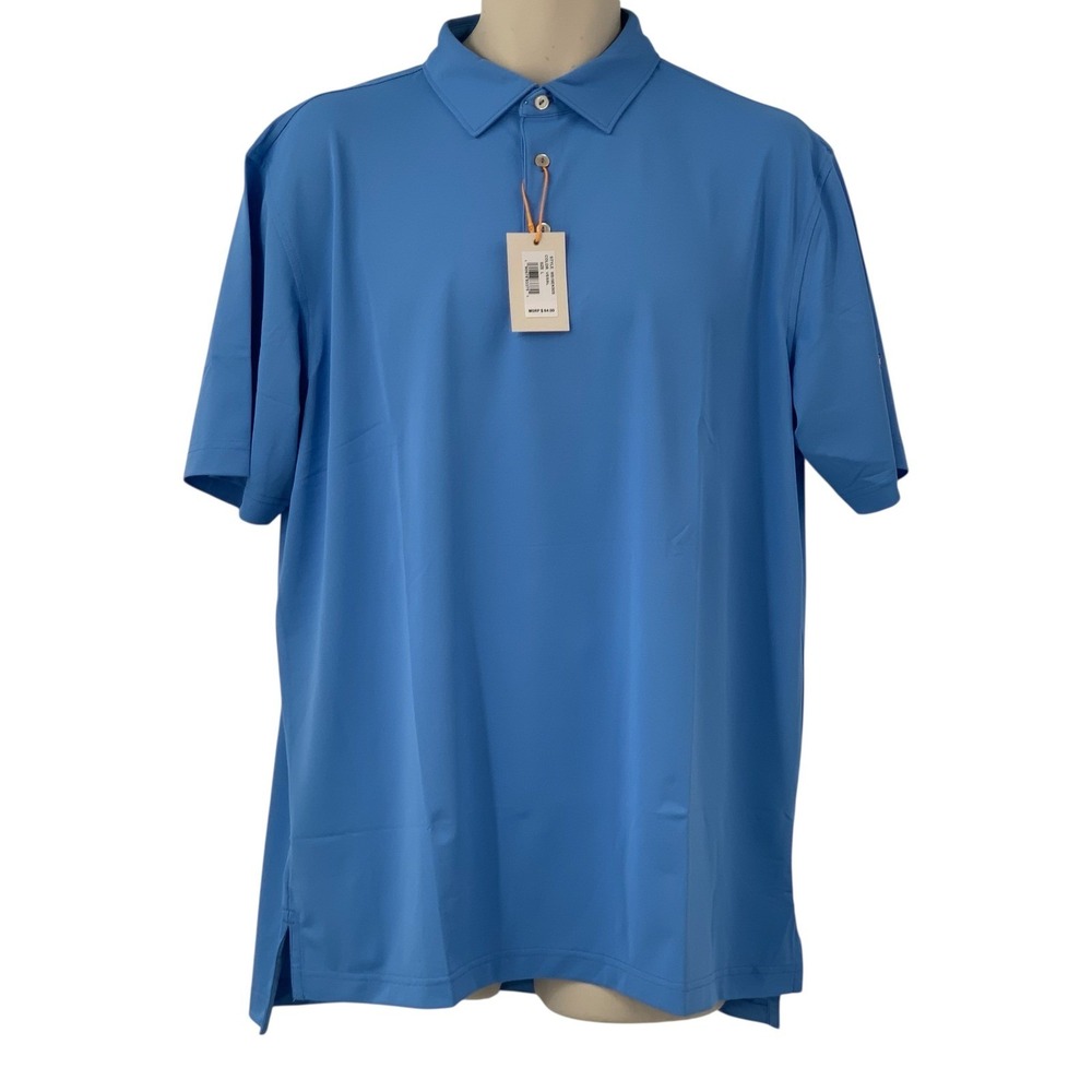 NWT Peter Millar Men's Summer Comfort Polo Shirt Blue Texas Golf Assoc. Size L